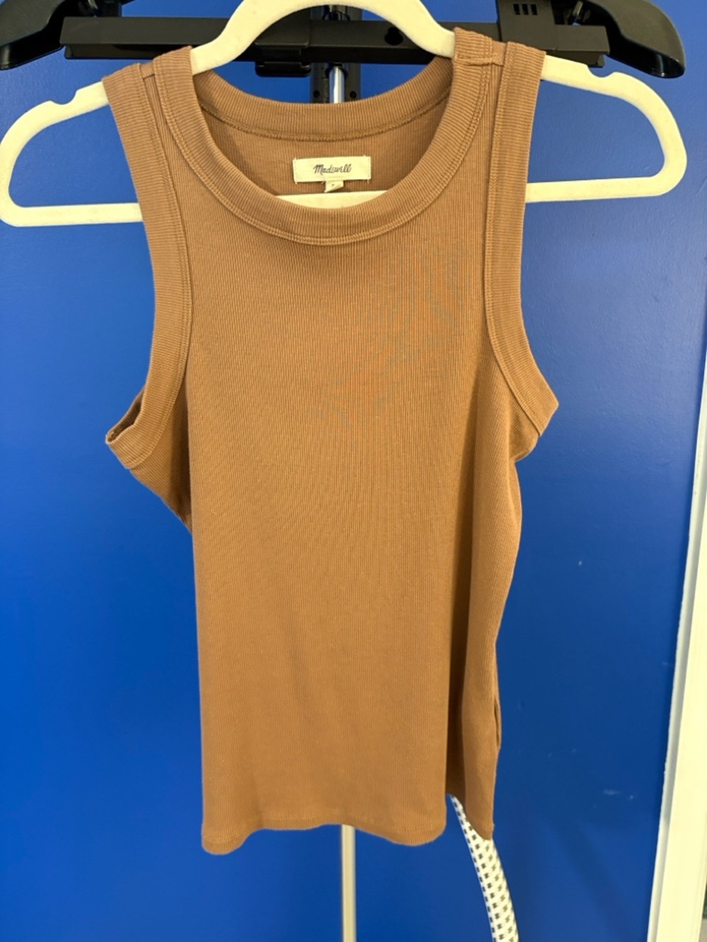Madewell Ribbed Cutaway Tank Top in Cocoa Brown